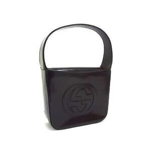 GUCCI Interlocking GG Leather One Handle Handbag Dark Purple